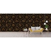 Ottoman Wallcoverings Siyah Zemin Bakır Motifler Damask Desenli C037 Duvar Kağıdı 16.50 M²