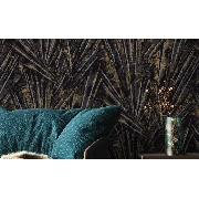 Decowall Tudor Siyah Antrasit Soyut Yaprak Kristal Desenli 3510-01 Duvar Kağıdı 16.50 M²