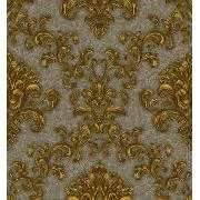 Ottoman Wallcoverings Gri Zemin Bakır Motifler Damask Desenli C035 Duvar Kağıdı 16.50 M²