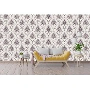 Duka Sawoy Mor Krem Gümüş Damask Desenli 17444-3 Duvar Kağıdı 10.00 M²