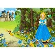 3d Manzara Prenses Kuşlar Ve Çiçekler Çocuk Posteri