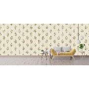 Ottoman Wallcoverings Krem Bakır Damask Desenli A0024 Duvar Kağıdı 16.50 M²