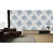 Gmz Vav Collection Gri Mavi Damask Desenli 42300-6 Duvar Kağıdı 16.50 M²