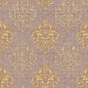 Golden Flamingo Geometrik Zemin Üstüne Mürdüm Damask Desenli 17251 Duvar Kağıdı 5 M²