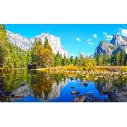3D Manzara Yosemite Ulusal Parkı Göl Rocks Dağları Duvar Kağıdı
