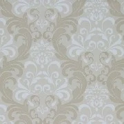 Golden Flamingo Simli Beyaz Gri Motifli Damask Desenli 17552 Duvar Kağıdı 5 M²