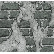 Wall212 3d Single Gri Yeşil Siyah Eskimiş 3 Boyutlu Tuğla Desenli 2013 Duvar Kağıdı 5 M²