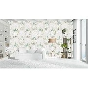 Bella Wallcoverings Krem Su Yeşili Sarı Çicek Gül Desenli RS30304 Duvar Kağıdı 16.50 M²