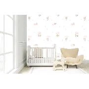 Milky Baby Pembe Beyaz Ayıcık Bebek Odası 400-3 Duvar Kağıdı