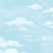 Golden Happy Kids Mavi Beyaz Gökyüzü Bulut Ve Kuş Desenli 1904 Duvar Kağıdı 5 M²