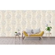 Adawall Seven Beyaz Açık Bej Çiçek Figürlü Rokoko Damask Desenli 7805-1 Duvar Kağıdı 16.50 M²