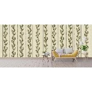 Ottoman Wallcoverings Pudra Gri Zemin Siyah Yaprak Çizgi Desenli B063 Duvar Kağıdı 16.50 M²