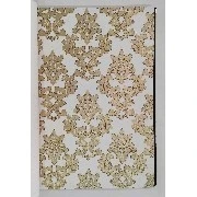 Golden Black Beyaz Zemin Üstüne Gold Motifli Damask Desenli 41291 Duvar Kağıdı 16.10 M²