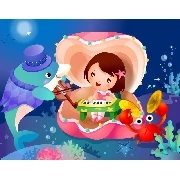 3d Manzara Denizatı İnci Kız Çocuk Posteri