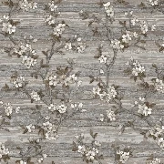 Adawall Vera Gri Çizgili Zemin Üzerine Çiçek Desenli 1505-3 Duvar Kağıdı 16.50 M²