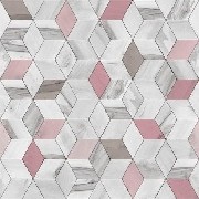 Ugepa (fransız) Hexagone 3 Boyutlu Pembe Geometrik Ahşap Desenli L59303 Duvar Kağıdı 5 M²