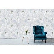 Bella Wallcoverings Gri Zemin Mavi Damask Desenli YG31205 Duvar Kağıdı 16.50 M²