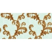 Ottoman Wallcoverings Su Yeşili Zemin Bakır Yaprak Desenli A0054 Duvar Kağıdı 16.50 M²