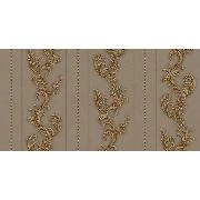 Ottoman Wallcoverings Kahve Zemin Bakır Yaprak Çizgi Desenli B065 Duvar Kağıdı 16.50 M²