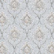 Duka Sawoy Mavi Krem Gümüş Damask Desenli 17444-4 Duvar Kağıdı 10.00 M²