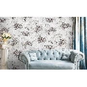 Decowall Odessa Krem Eskitme Üzerine Kahverengi Damask Desenli 2503-03 Duvar Kağıdı 16,50 M2