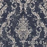 Decowall Retro Lacivert Gri Damask Desenli 5001-01 Duvar Kağıdı 16.50 M²