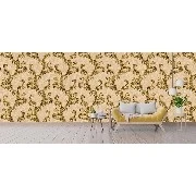 Ottoman Wallcoverings Gri Zemin Bakır Yaprak Desenli A0055 Duvar Kağıdı 16.50 M²