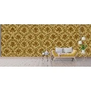 Ottoman Wallcoverings Sarı Zemin Gold Motifler Damask Desenli C034 Duvar Kağıdı 16.50 M²