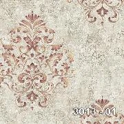 Decowall Armani Bej Bordo Sarı Dokulu Damask Desenli 3013-01 Duvar Kağıdı 16.50 M²