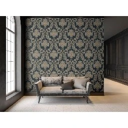 Adawall Rumi Mavi Altın Motifli Damask Desenli 6808-5 Duvar Kağıdı 10.60 M²