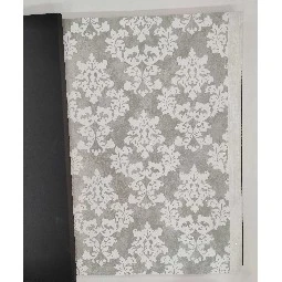 Golden Black Gri Zemin Üstüne Beyaz Motifli Damask Desenli 41297 Duvar Kağıdı 16.10 M²