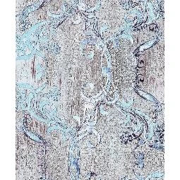 A'la Venda Gri Ahşap Zemin Üstüne Lila Motif Desenli DL11204 Duvar Kağıdı 16.50 M²