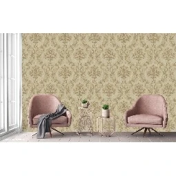 Adawall Rumi Krem Kahve Motifli Damask Desenli 6808-2 Duvar Kağıdı 10.60 M²