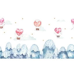 3d Manzara Karlar Altında Kalpli Uçan Balonlar
