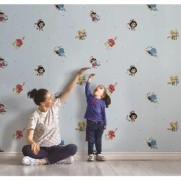 Adawall Ada Kids Açık Mavi Wonder Woman Karekter Desenli 8912-1 Duvar Kağıdı 10 M²