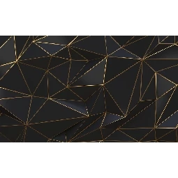 3d Manzara Siyah Geometrik Çokgen Gold Çizgiler