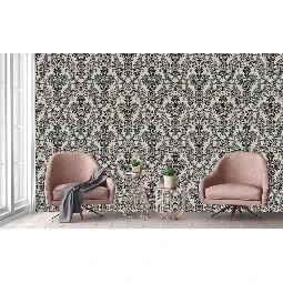 Adawall Rumi Beyaz Siyah Süslemeli Damask Desenli 6804-5 Duvar Kağıdı 10.60 M²