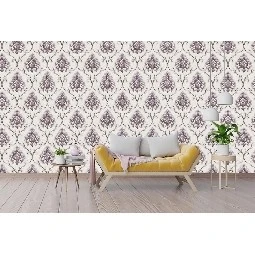 Duka Sawoy Mor Krem Gümüş Damask Desenli 17444-3 Duvar Kağıdı 10.00 M²