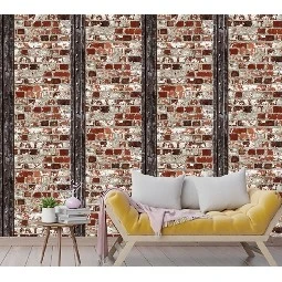 Ugepa (fransız) Jetsetter 3 Boyutlu Eskitme Kırnızı Tuğla Desenli 102540 Duvar Kağıdı 5 M²