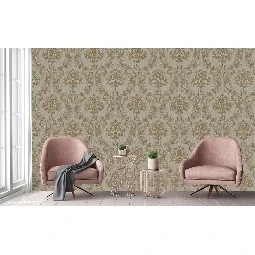 Adawall Rumi Kahve Gri Motifli Damask Desenli 6808-3 Duvar Kağıdı 10.60 M²