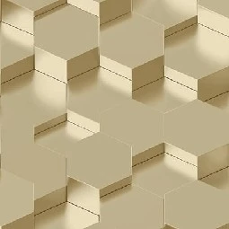 Ugepa (fransız) Galactik 3 Boyutlu Altın Küp Tasarım Geometrik Desenli L97002 Duvar Kağıdı 5 M²