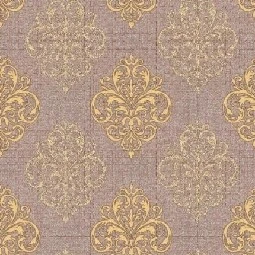 Golden Flamingo Geometrik Zemin Üstüne Mürdüm Damask Desenli 17251 Duvar Kağıdı 5 M²