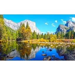 3D Manzara Yosemite Ulusal Parkı Göl Rocks Dağları Duvar Kağıdı