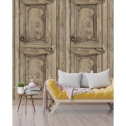 Ugepa (fransız) Home 3 Boyutlu Kahverengi Ahşap Kapı Desenli L11708 Duvar Kağıdı 5 M²