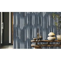 Decowall Odessa Lacivert Beyaz Gold İçzgili Zigzag Desenli 2505-01 Duvar Kağıdı 16,50 M²