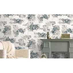 Decowall Odessa Krem Kahve Eskitme Üzerine Yeşil Damask Desenli 2503-02 Duvar Kağıdı 16,50 M2