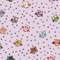Duka Kids Collection Mor Zemin Pembe Mavi Turuncu Baykuş Puantiye Desenli 15181-3 Duvar Kağıdı 16.20 M²