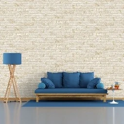 Duka Freedom Bej 3d Tuğla Üzerine Gold Gazete Baskı Desenli 14236-1 Duvar Kağıdı 16,20 M²