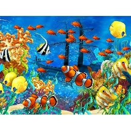 3d Manzara Denizaltı Renkli Balıklar Çocuk Posteri