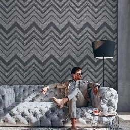 Adawall Octagon Koyu Gri Zigzag Desenli 1207-5 Duvar Kağıdı 10,60 M²